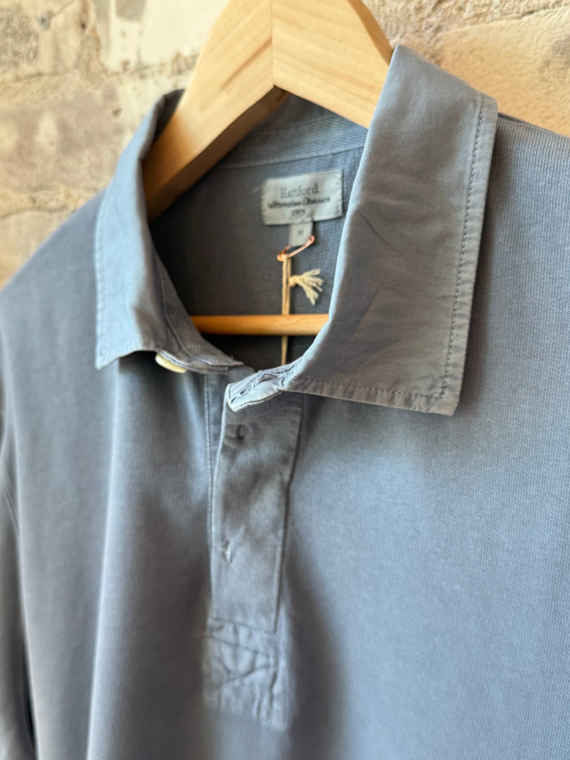 Light Fleece Rugby Knitted Polo - Denim - DUNE + SALT