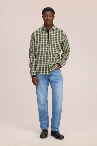 NN07 Deon Flannel Shirt - Eden Green Slate Gray