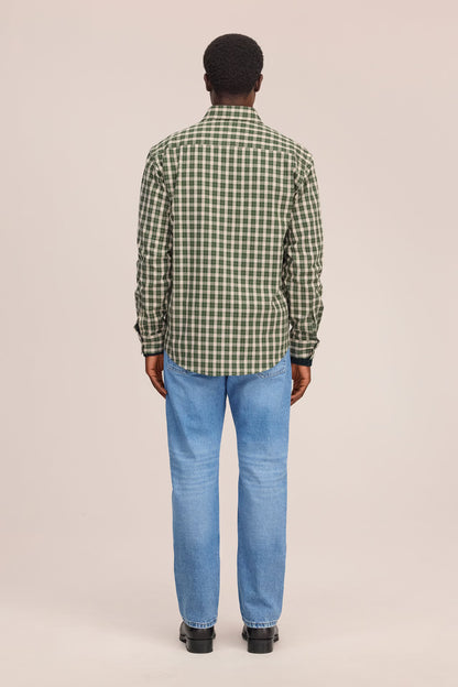 NN07 Deon Flannel Shirt - Eden Green Light Gray