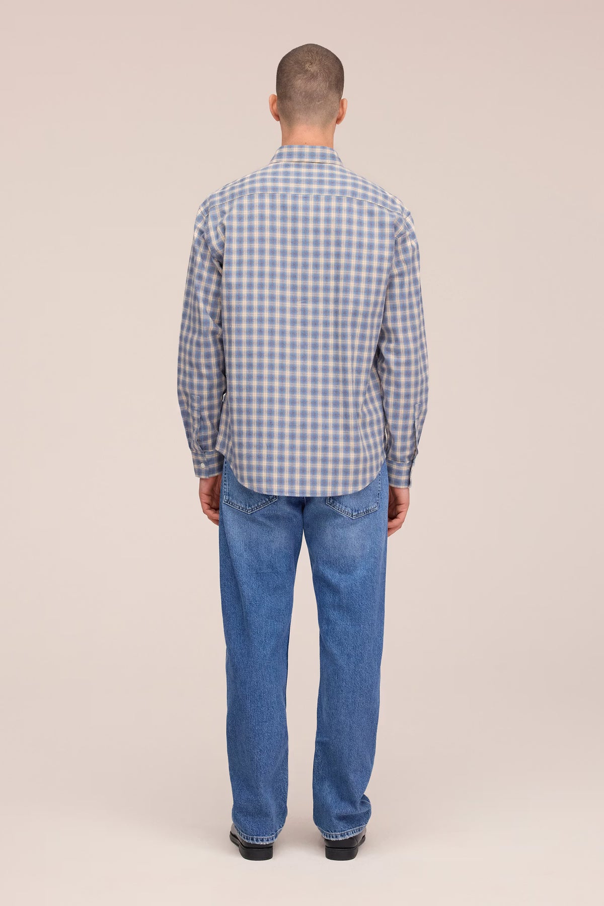 NN07 Deon Flannel Shirt - Blue Check Light Gray