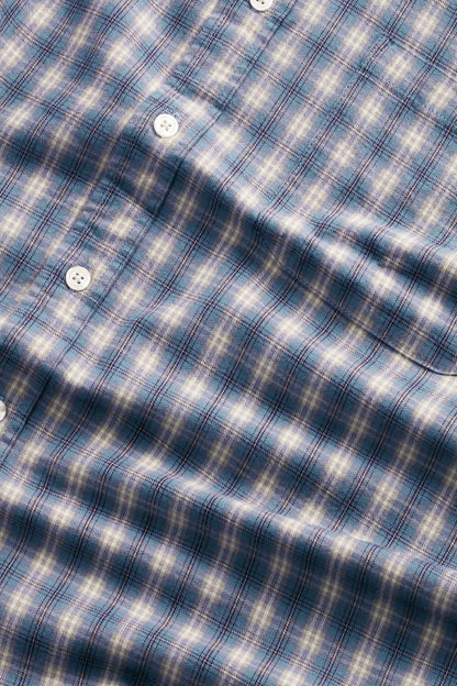 NN07 Deon Flannel Shirt - Blue Check Light Slate Gray