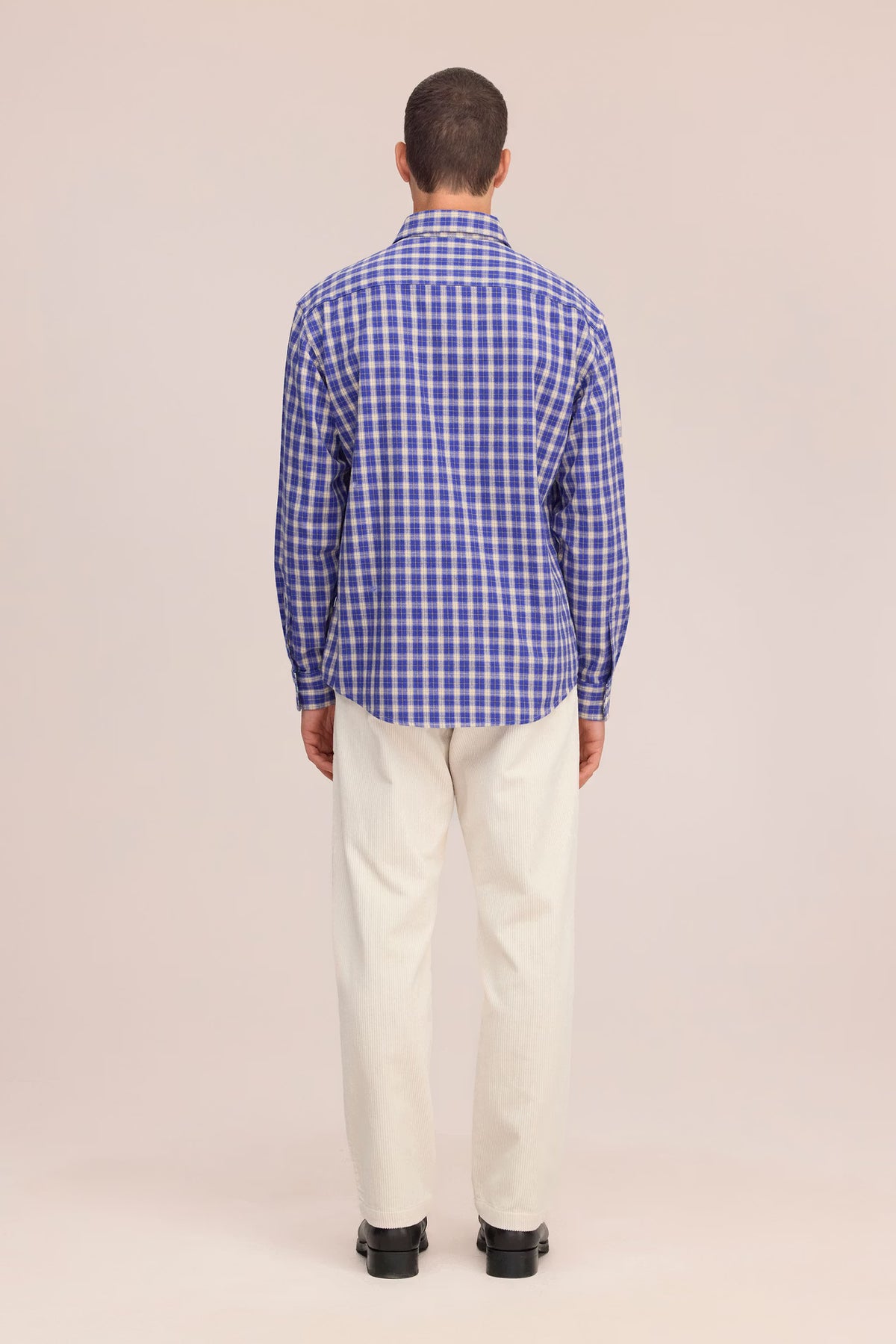 NN07 Deon Flannel Shirt - Cobolt Check Light Gray