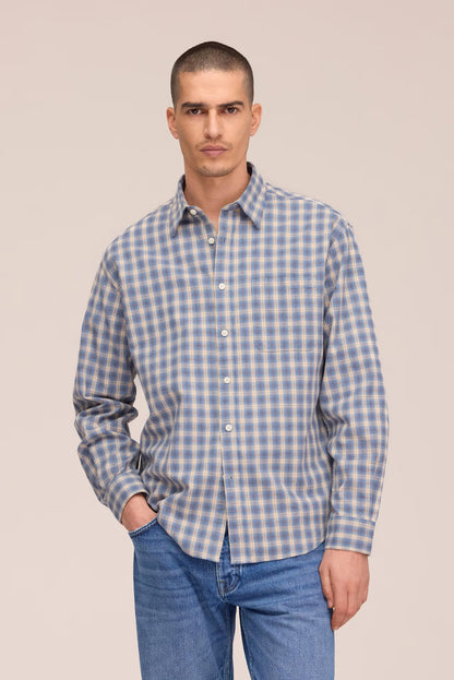 NN07 Deon Flannel Shirt - Blue Check Dark Gray
