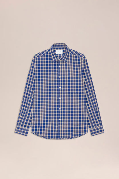 NN07 Deon Flannel Shirt - Cobolt Check Slate Gray