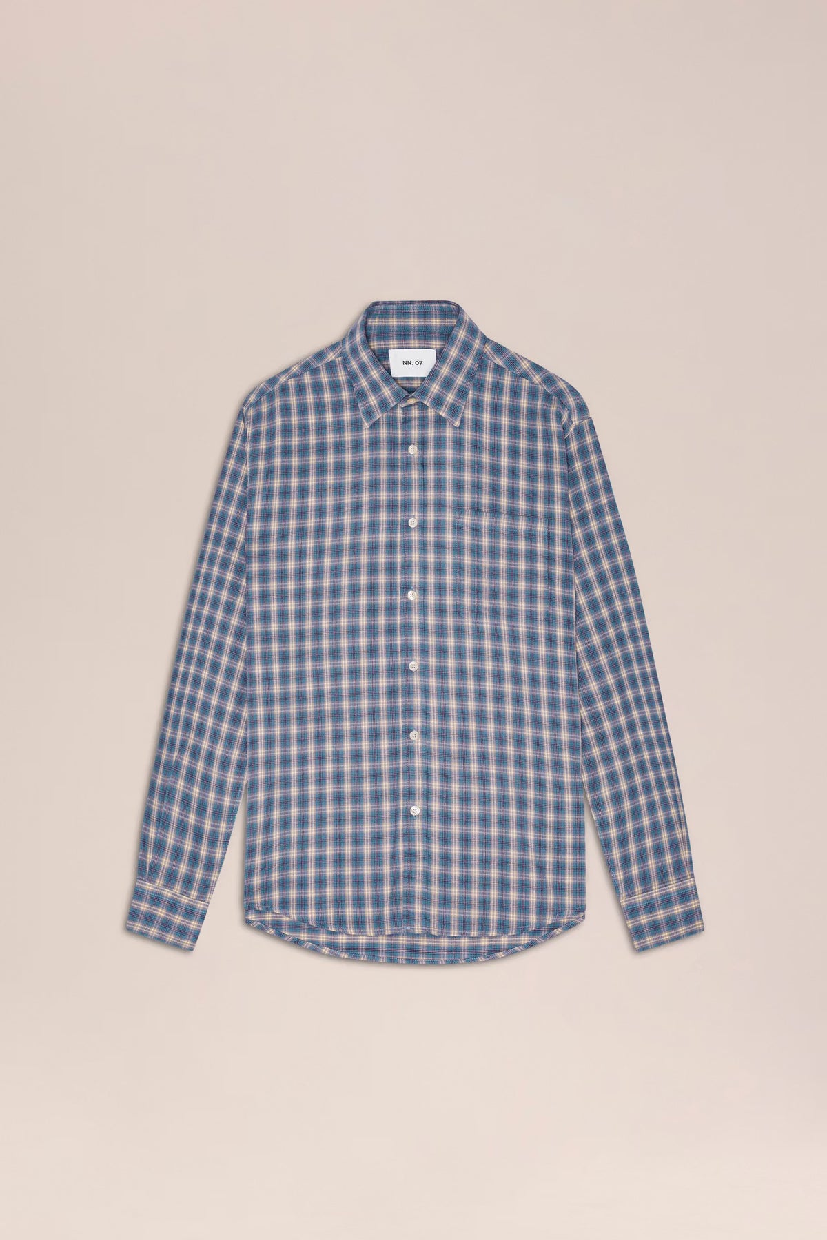 NN07 Deon Flannel Shirt - Blue Check Light Slate Gray