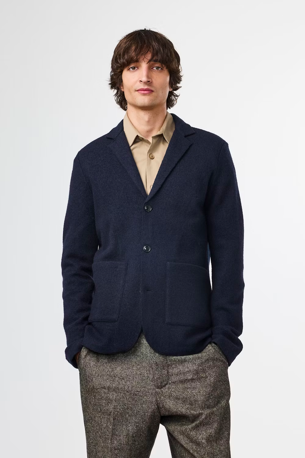 Boiled Wool Blazer - Navy Blue - DUNE + SALT