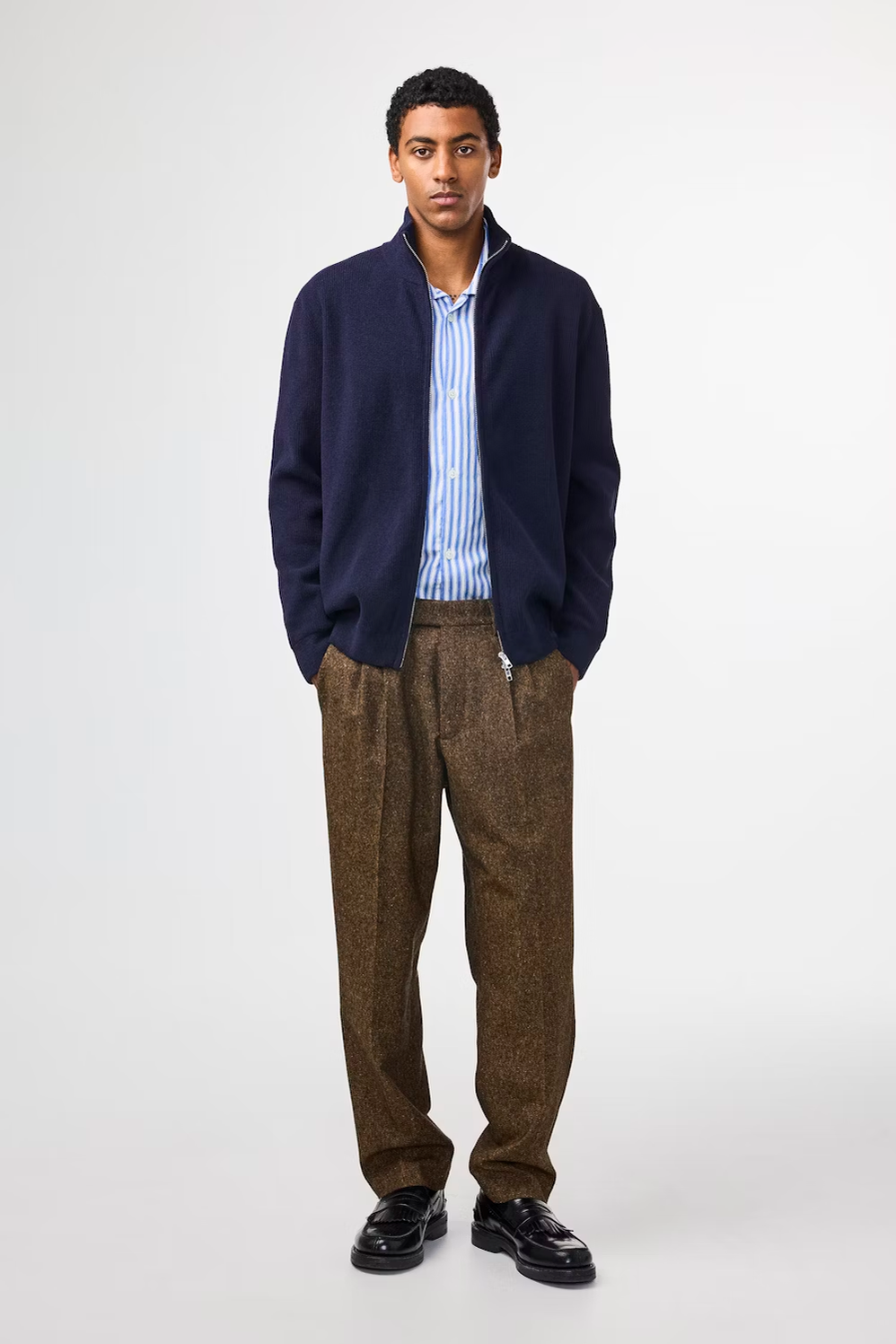 Danny Full Zip Sweater - Navy Blue - DUNE + SALT