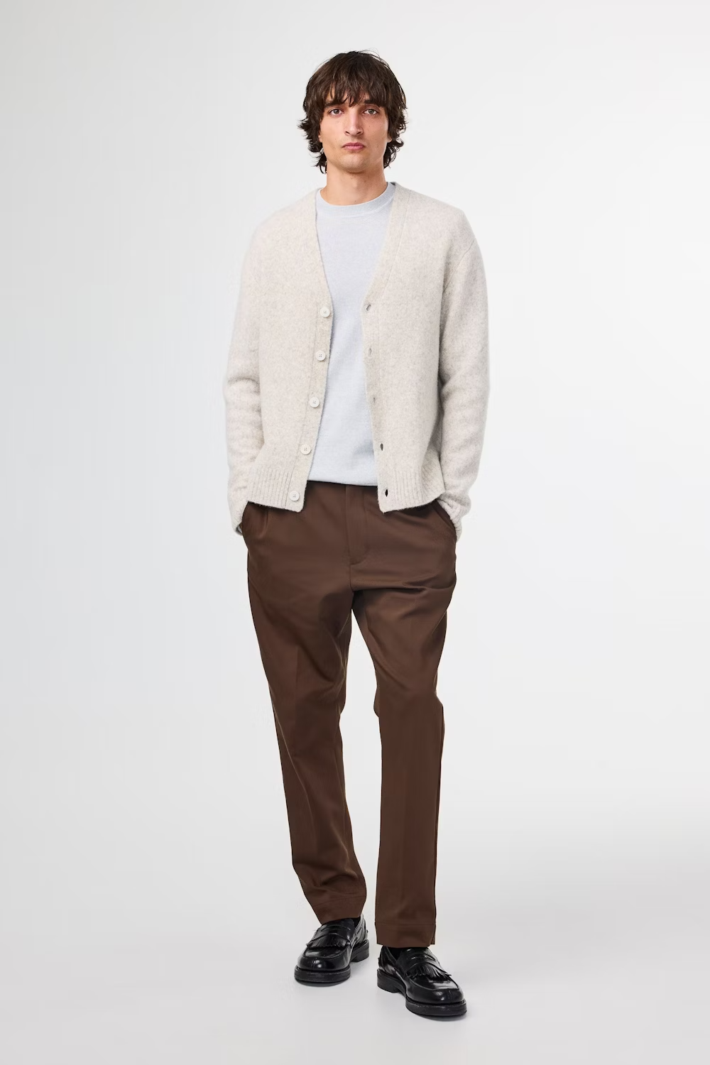 John V-Neck Cardigan - White Pepper - DUNE + SALT