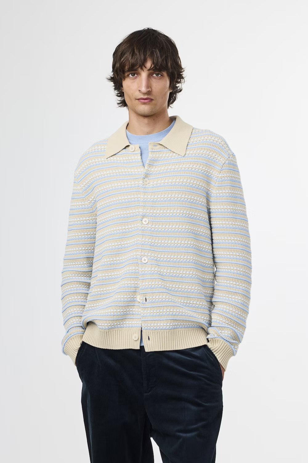Jackie Polo Cardigan - White Pepper - DUNE + SALT