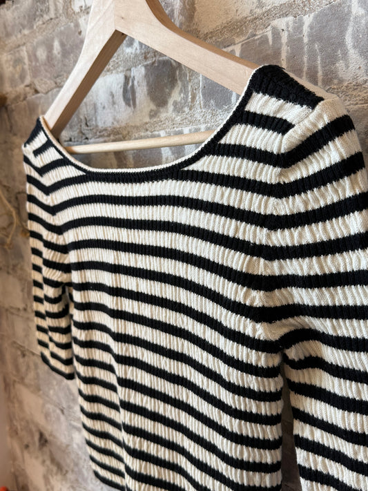 Nena Stripe Top - Ivory/Black Stripe