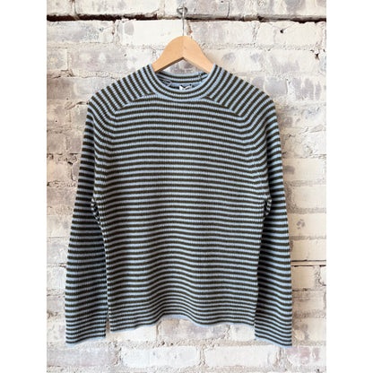 Pure Cashmere Crewneck Sweater - Light Blue Stripe - DUNE + SALT