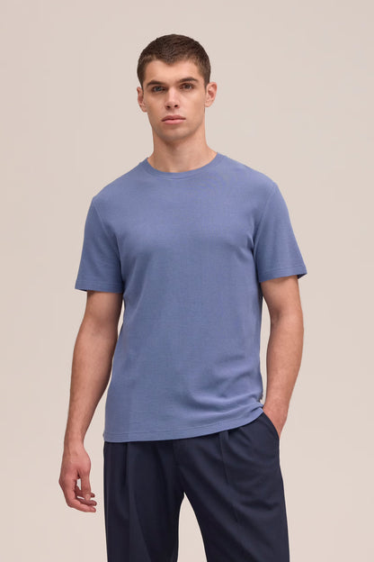Clive Waffle-Knit SS Tee - Stone Blue - DUNE + SALT
