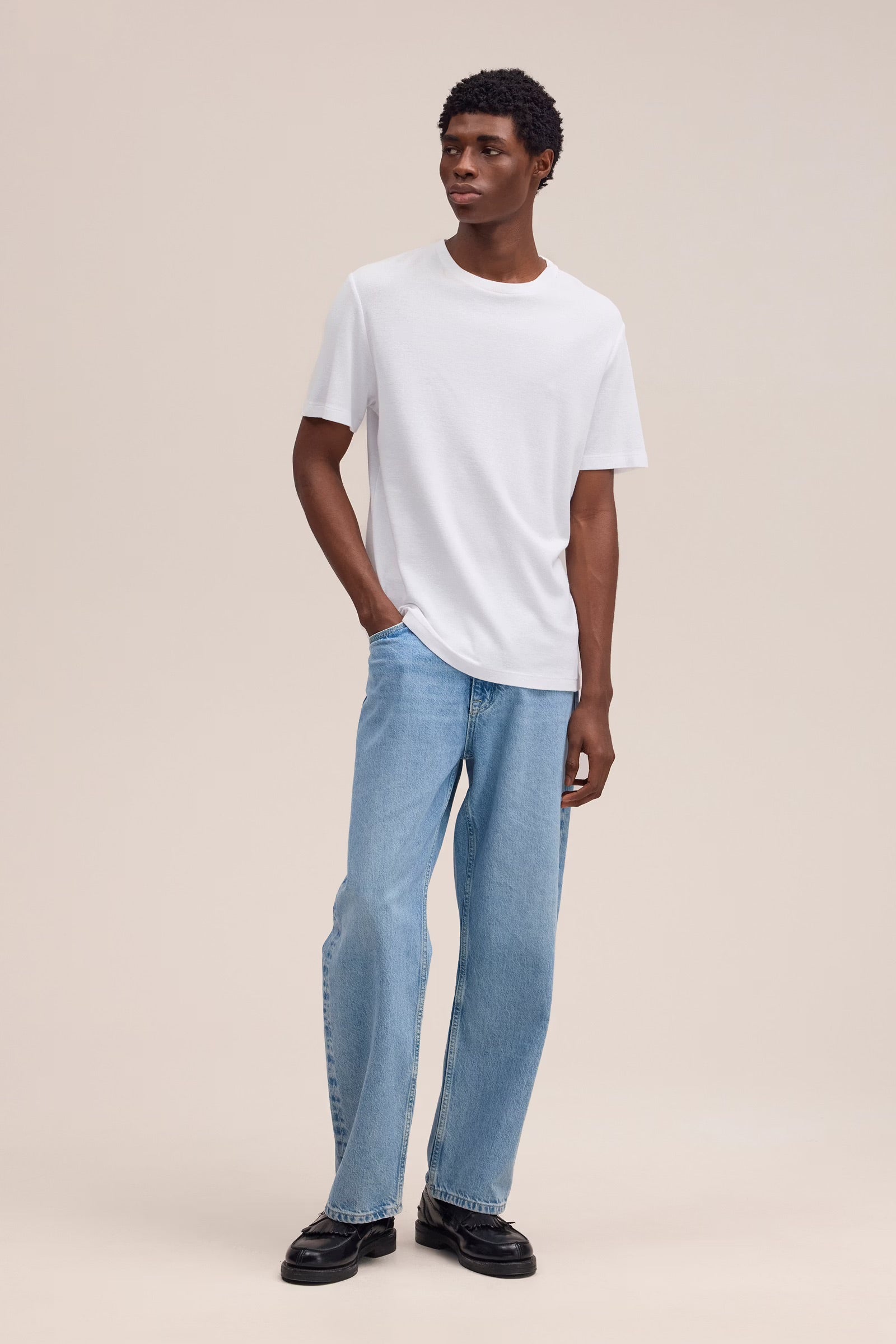 Clive Waffle-Knit SS Tee - White - DUNE + SALT