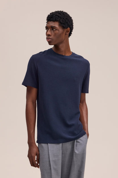 Clive Waffle-Knit SS Tee - Navy Blue - DUNE + SALT