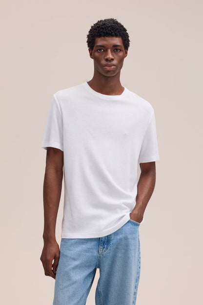 Clive Waffle-Knit SS Tee - White - DUNE + SALT