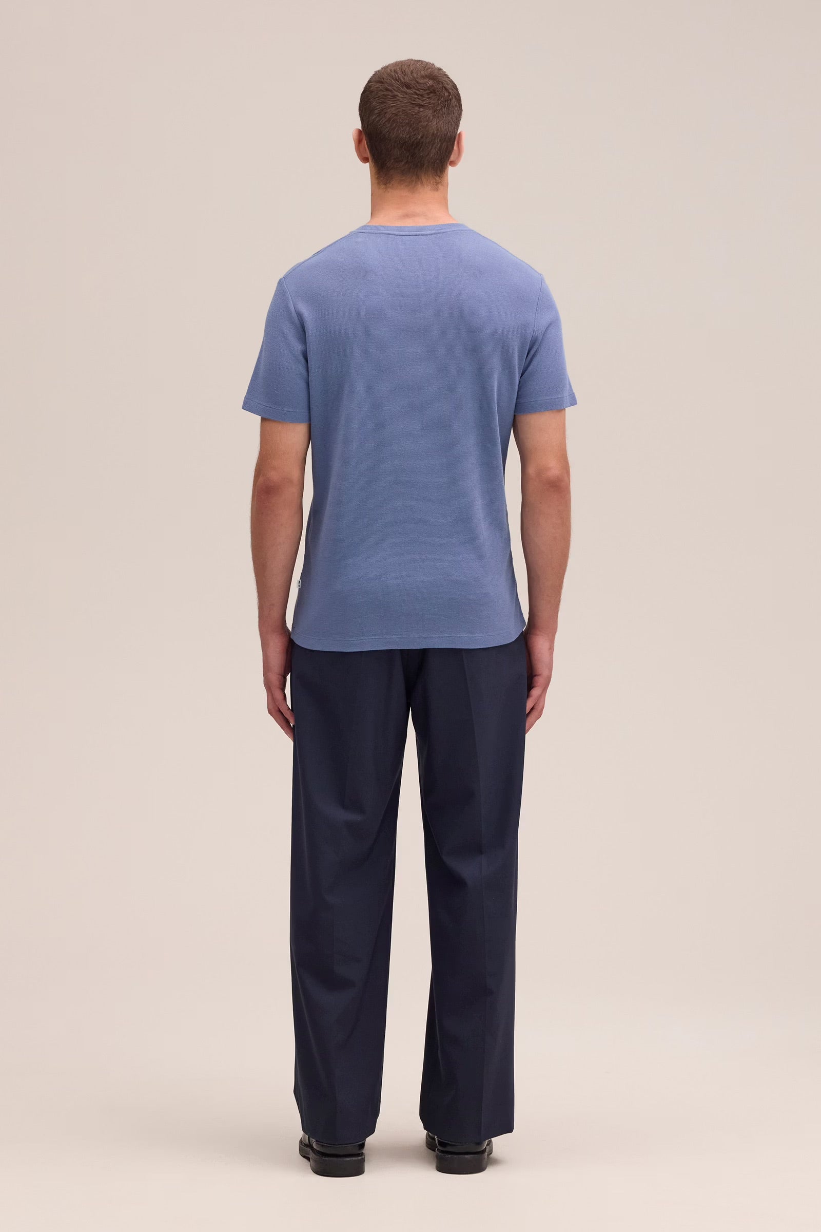 Clive Waffle-Knit SS Tee - Stone Blue - DUNE + SALT