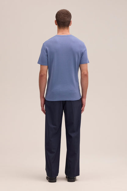 Clive Waffle-Knit SS Tee - Stone Blue - DUNE + SALT