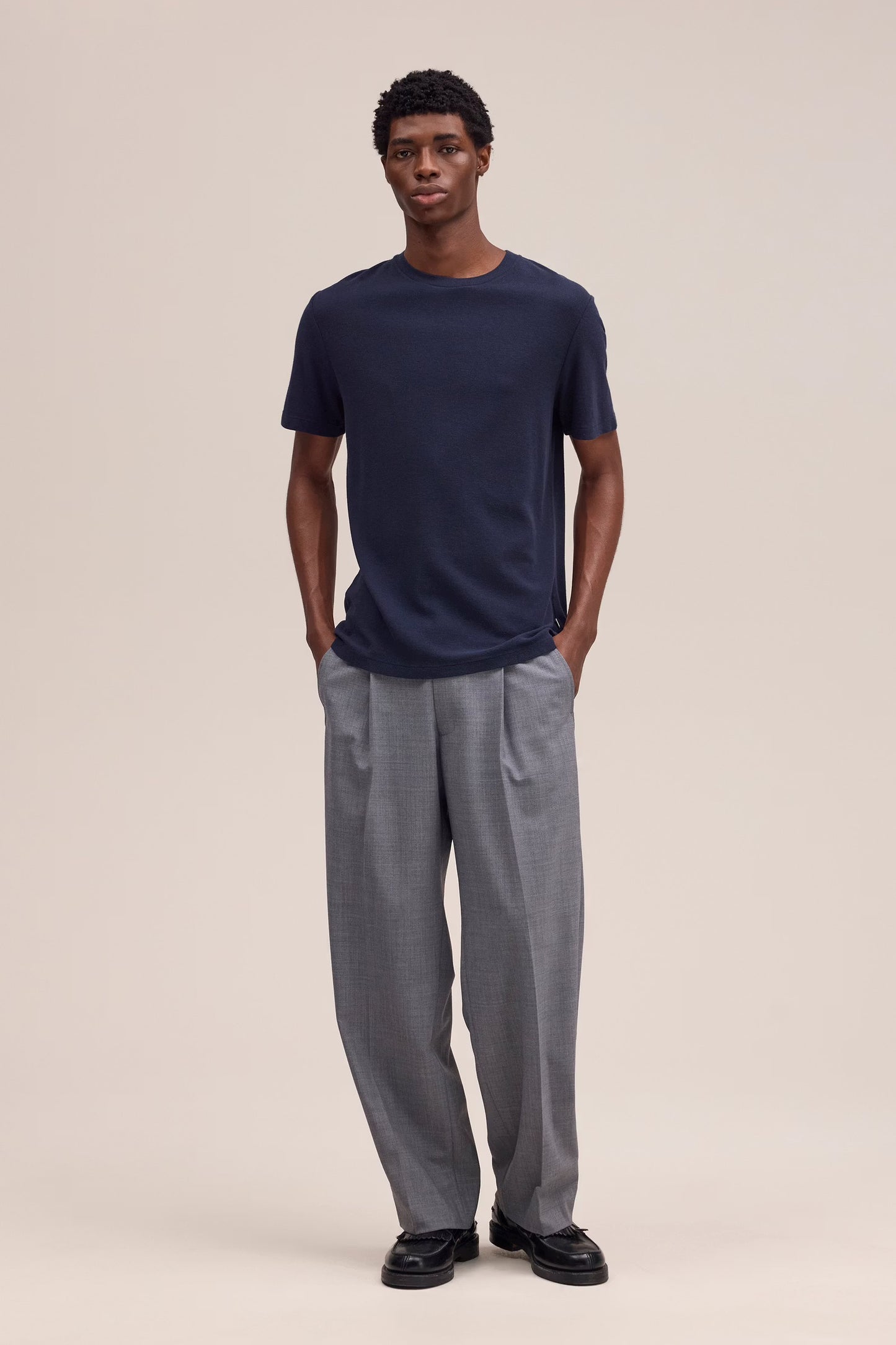 Clive Waffle-Knit SS Tee - Navy Blue - DUNE + SALT