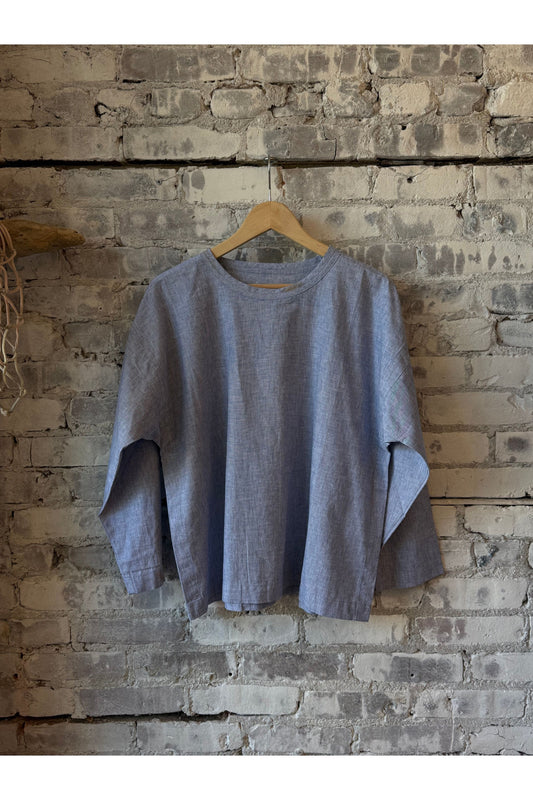 G.O.D Gardner Linen Poplin Smock - Light Blue - DUNE + SALT