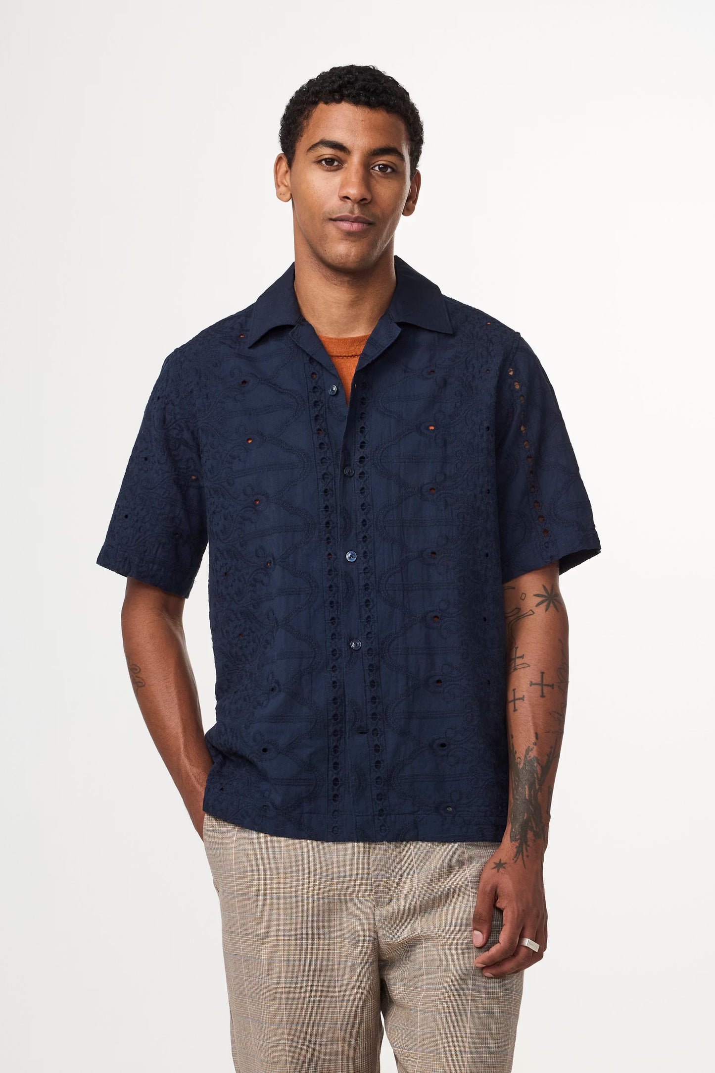 Julio Embroidery Shirt - Navy Blue - DUNE + SALT