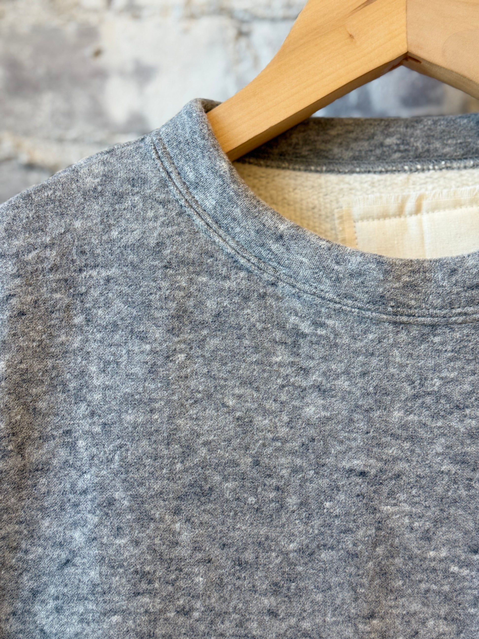 V::Room Cotton Tencel Brushed Fleece Oversized LS Crew - Heather Charcoal Light Slate Gray