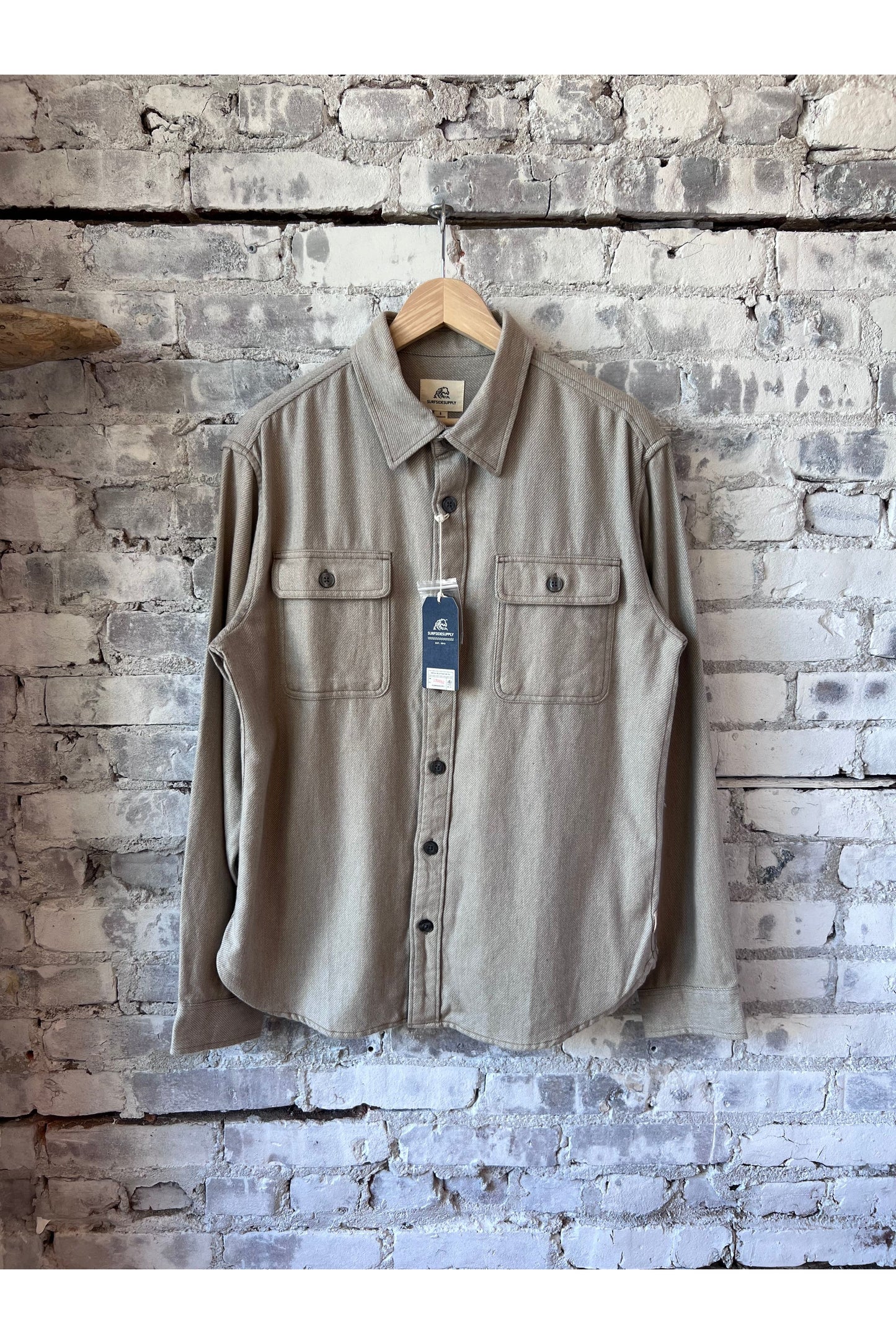 Dylan Brushed Twill Overshirt - Khaki - DUNE + SALT