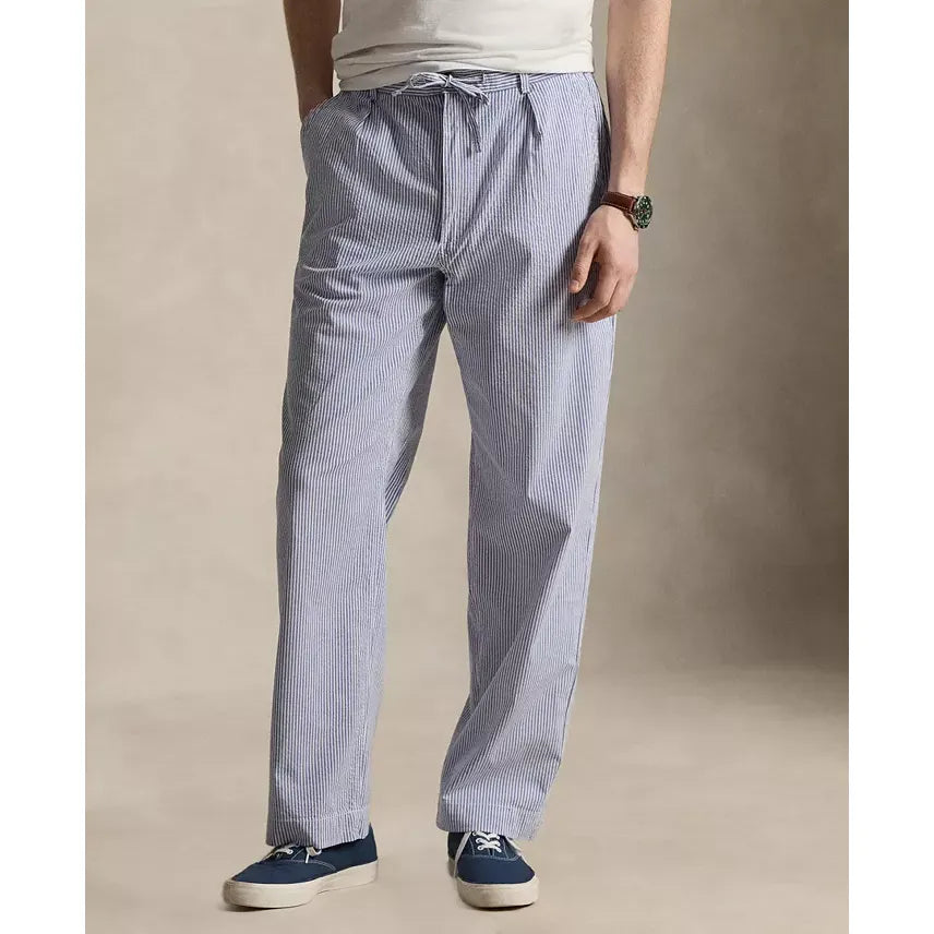 Seersucker Prepster Easy Pant - Blue/White - DUNE + SALT