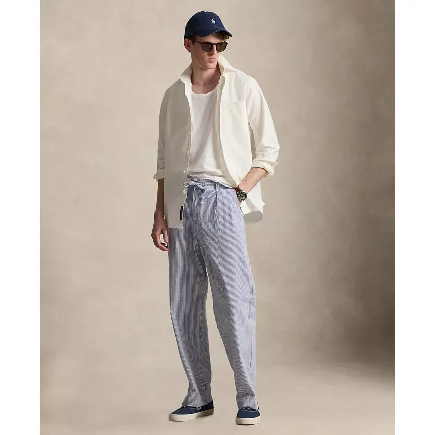 Seersucker Prepster Easy Pant - Blue/White - DUNE + SALT
