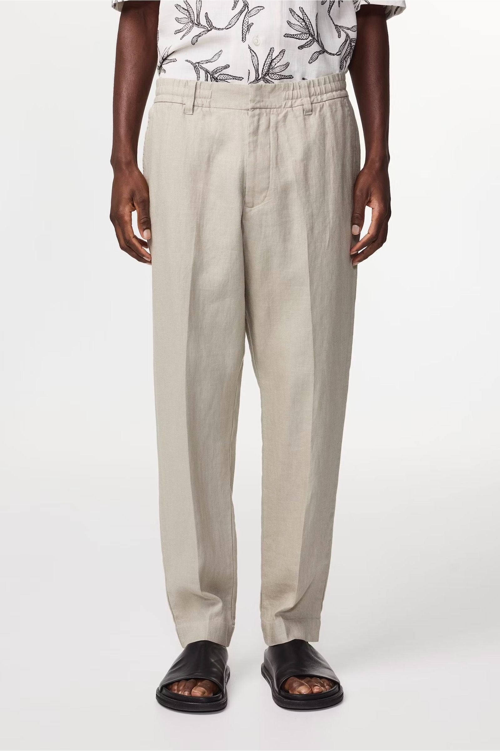 Billie Drawstring Linen Pant - Fog - DUNE + SALT