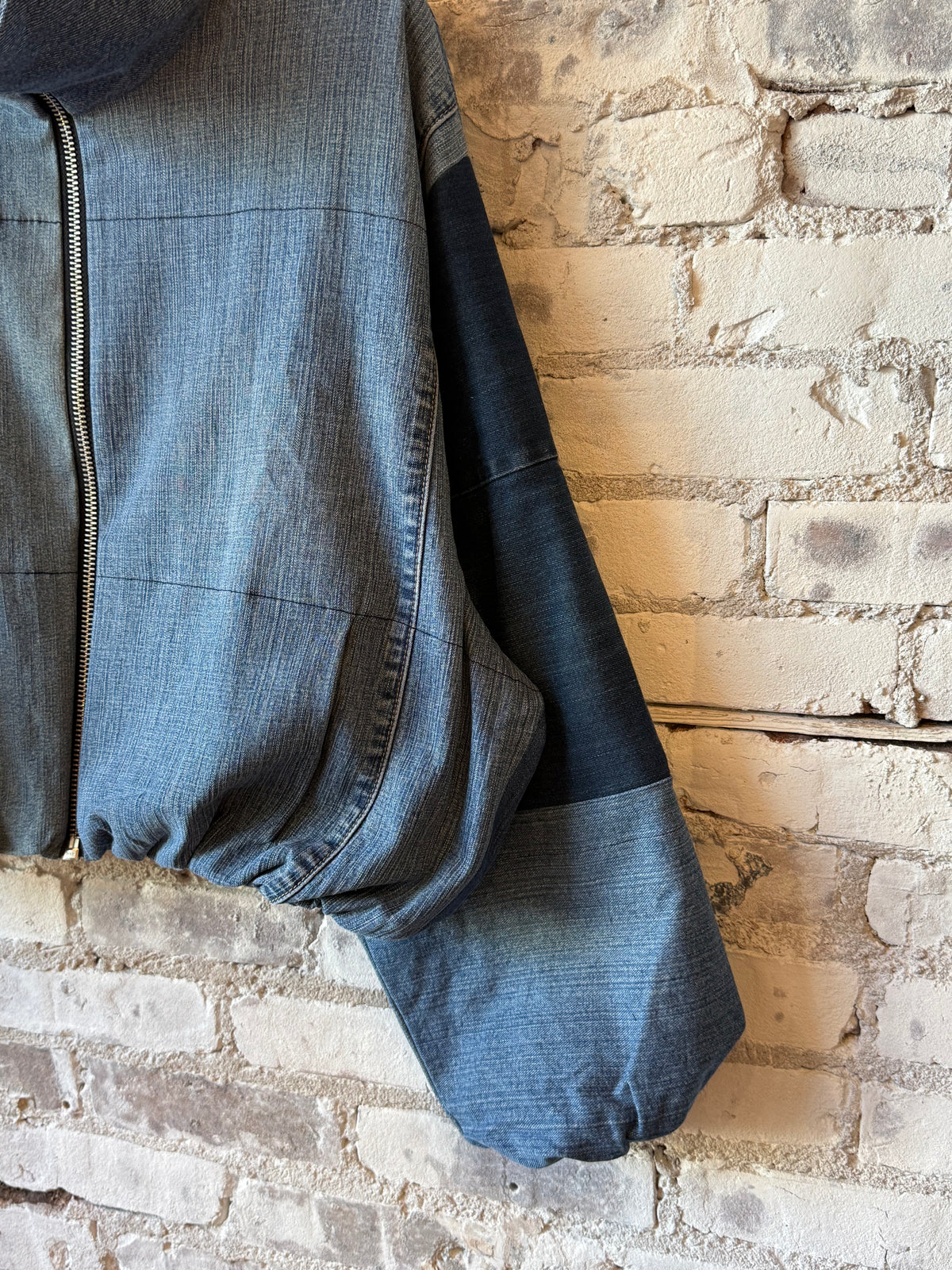Namai Shira Denim Puffer Bomber Jacket - Assorted Washes Light Gray