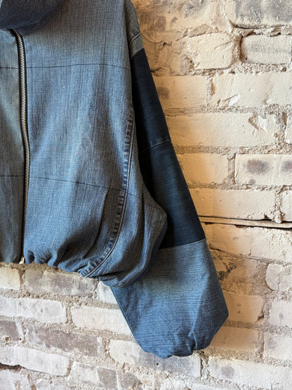 Namai Shira Denim Puffer Bomber Jacket - Assorted Washes Light Gray