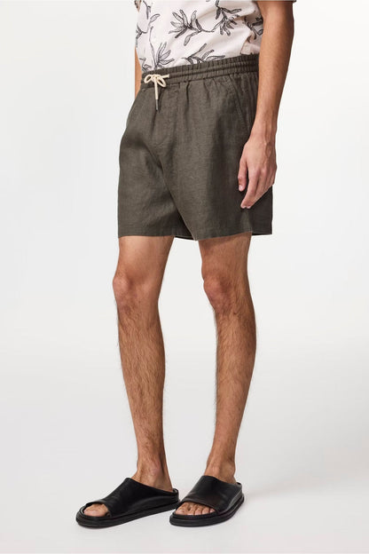 Gregor Casual Drawstring Linen Shorts - Croc Green - DUNE + SALT