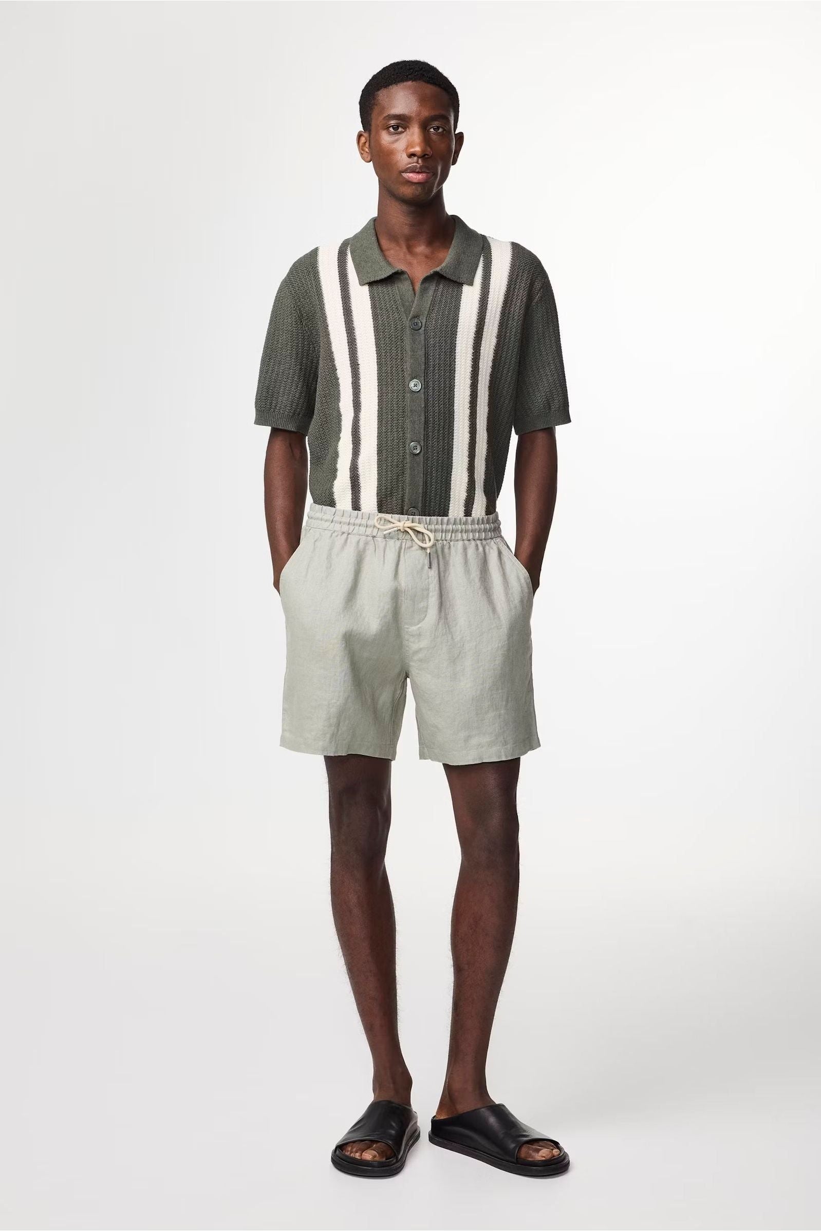 Gregor Casual Drawstring Linen Shorts - Sage Green - DUNE + SALT