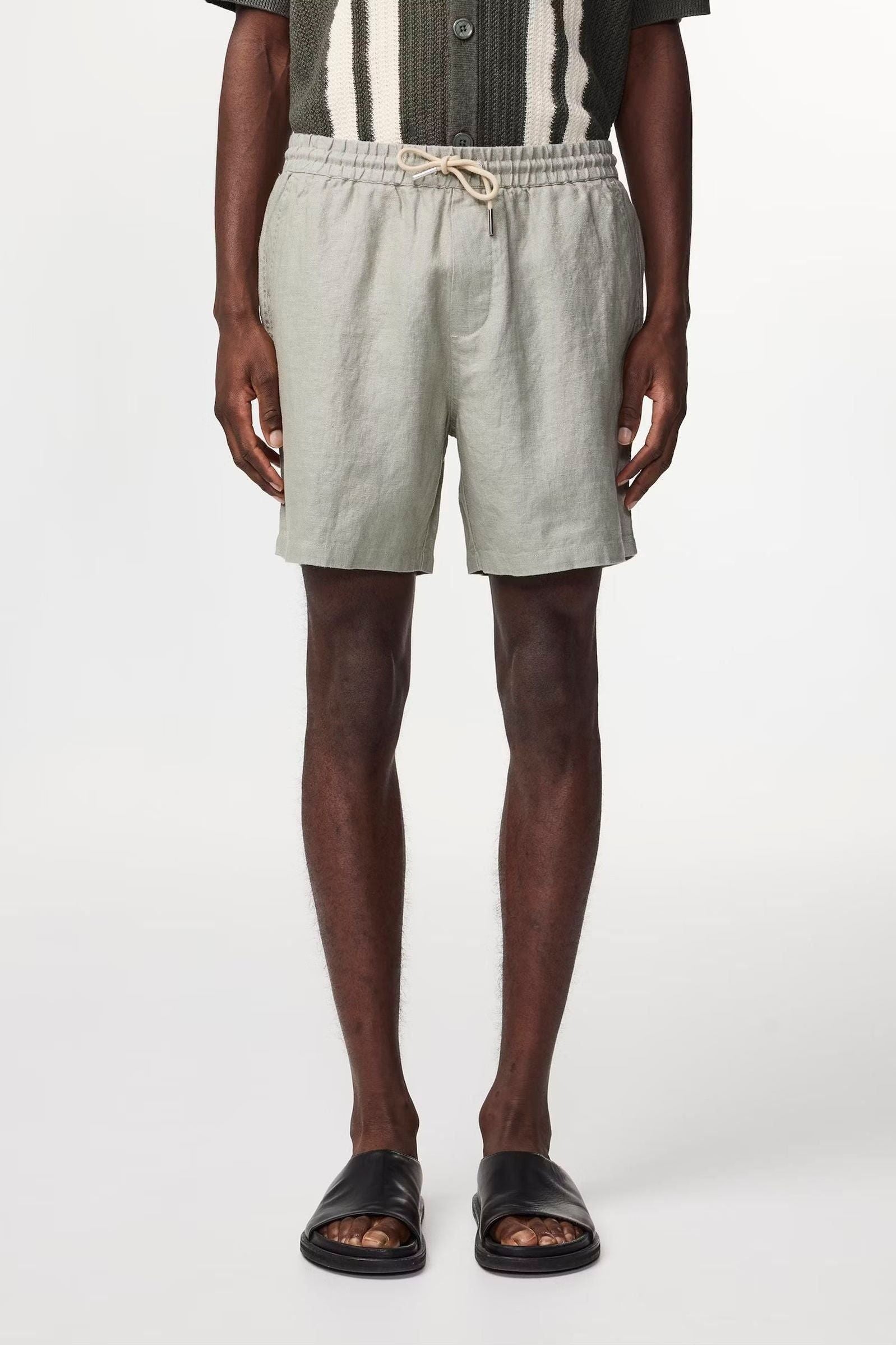 Gregor Casual Drawstring Linen Shorts - Sage Green - DUNE + SALT