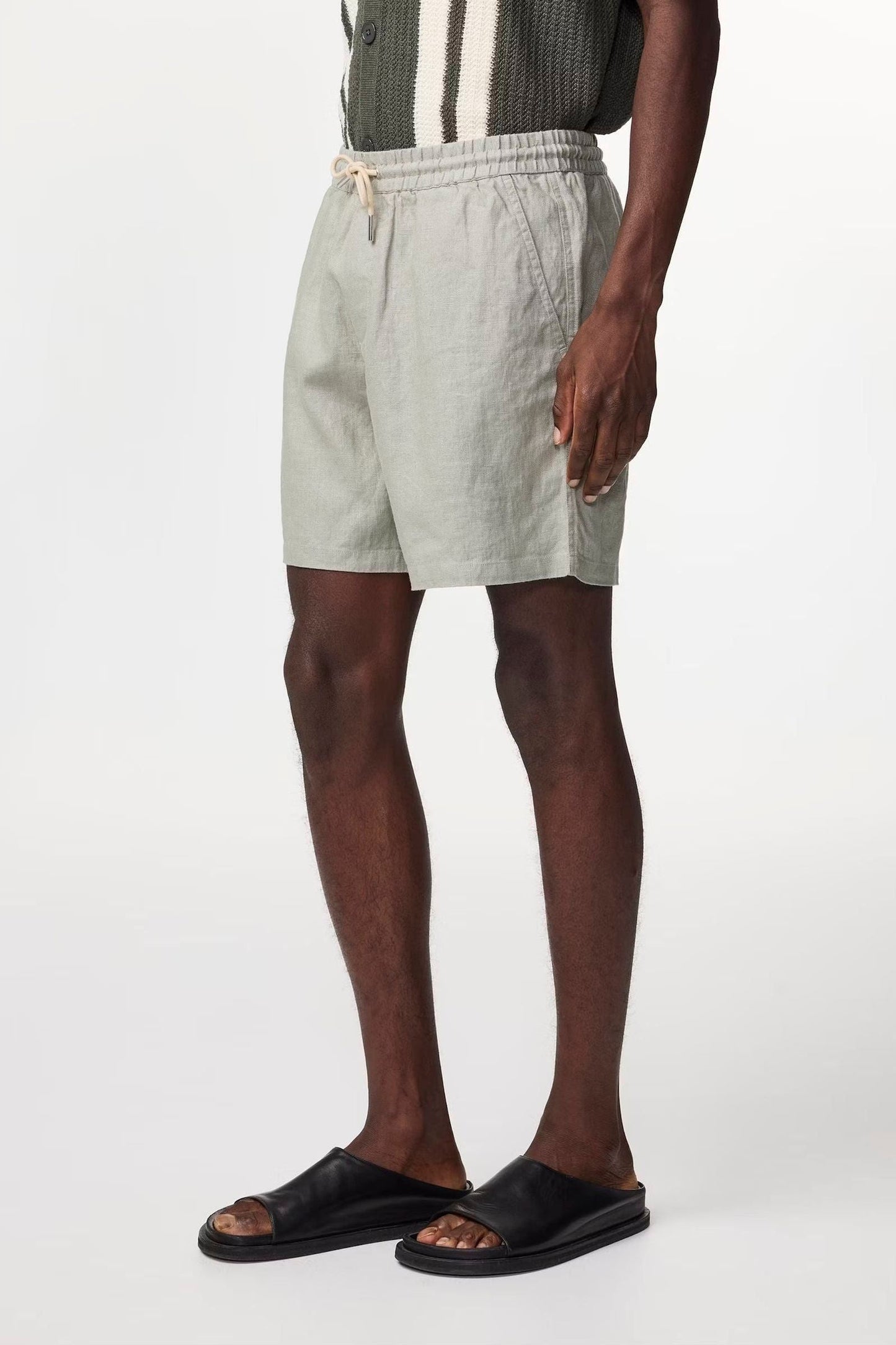 Gregor Casual Drawstring Linen Shorts - Sage Green - DUNE + SALT