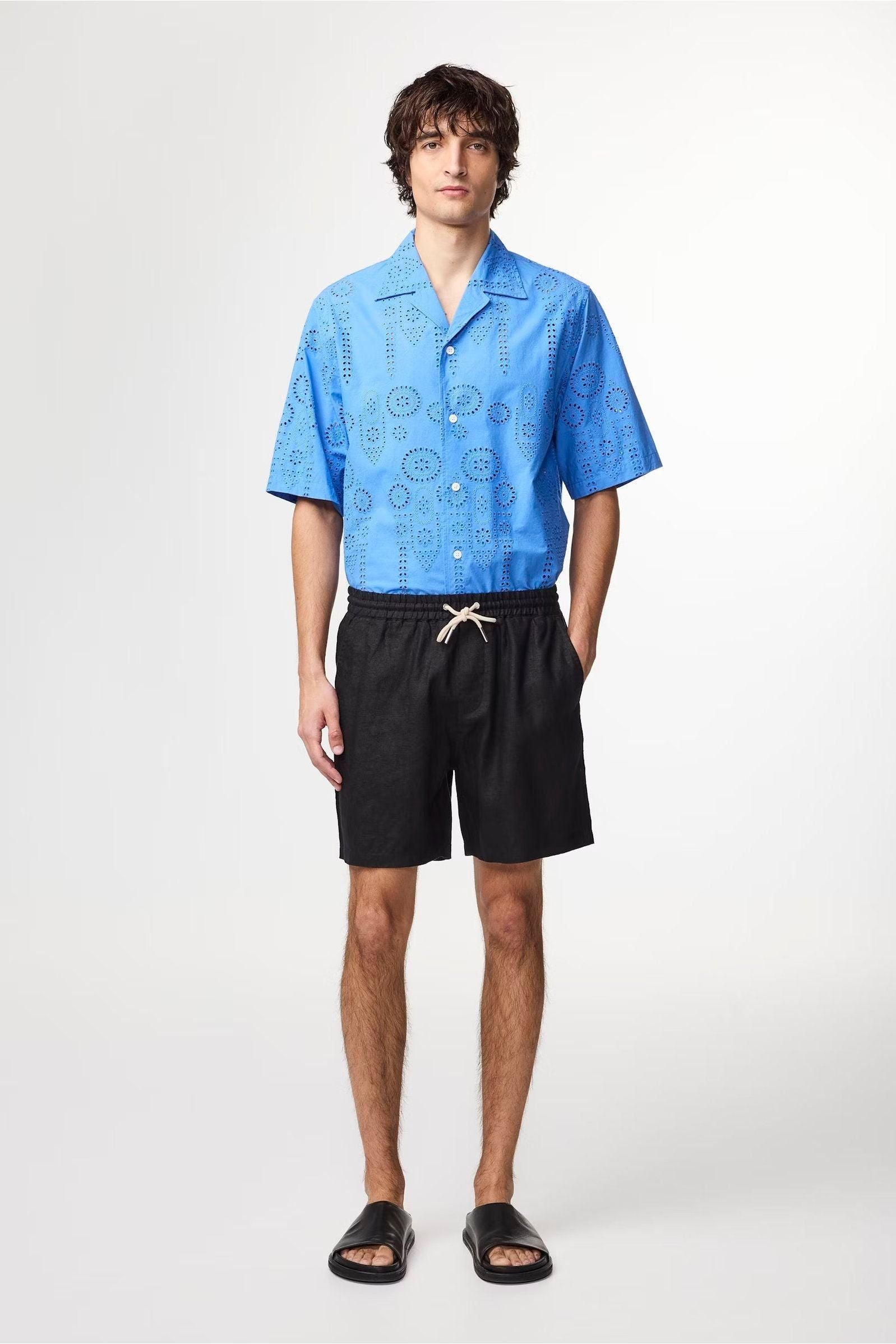 Gregor Casual Drawstring Linen Shorts - Black - DUNE + SALT
