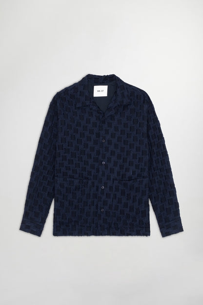 Hank Fil-Coupé Jacquard Over Shirt - Navy Blue - DUNE + SALT