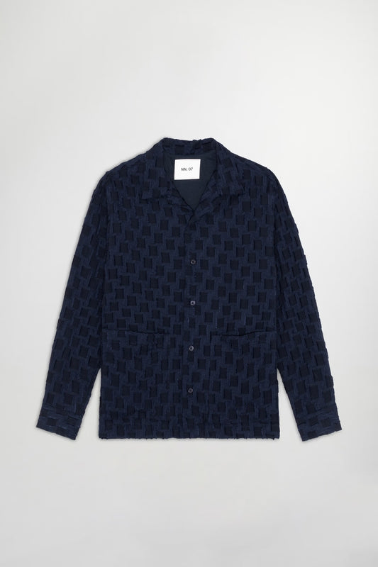 Hank Fil-Coupé Jacquard Over Shirt - Navy Blue - DUNE + SALT
