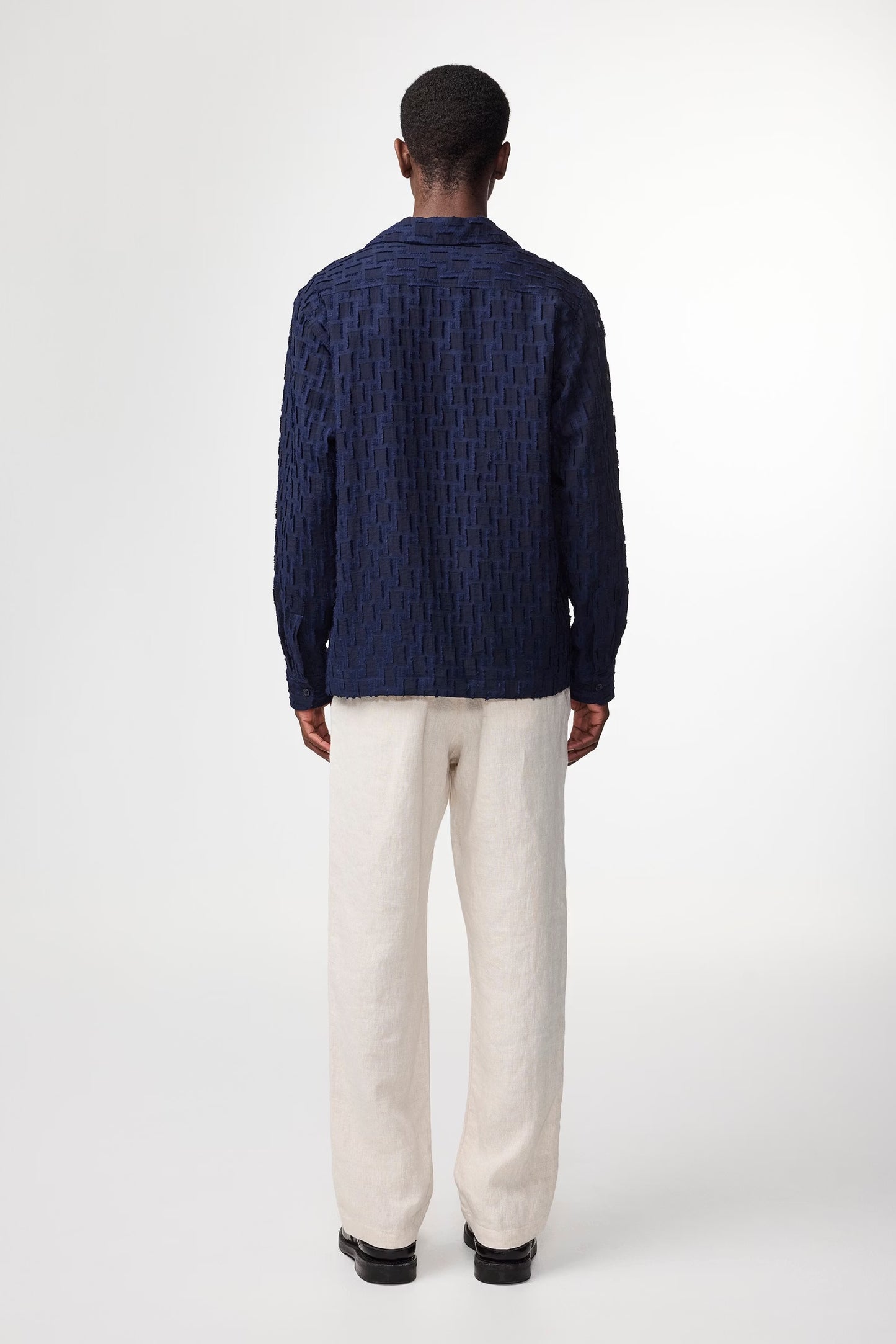 Hank Fil-Coupé Jacquard Over Shirt - Navy Blue - DUNE + SALT