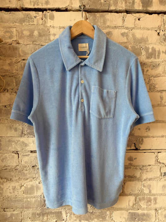 Closed Men's Short Sleeve Polo - Sky Blue Dark Khaki