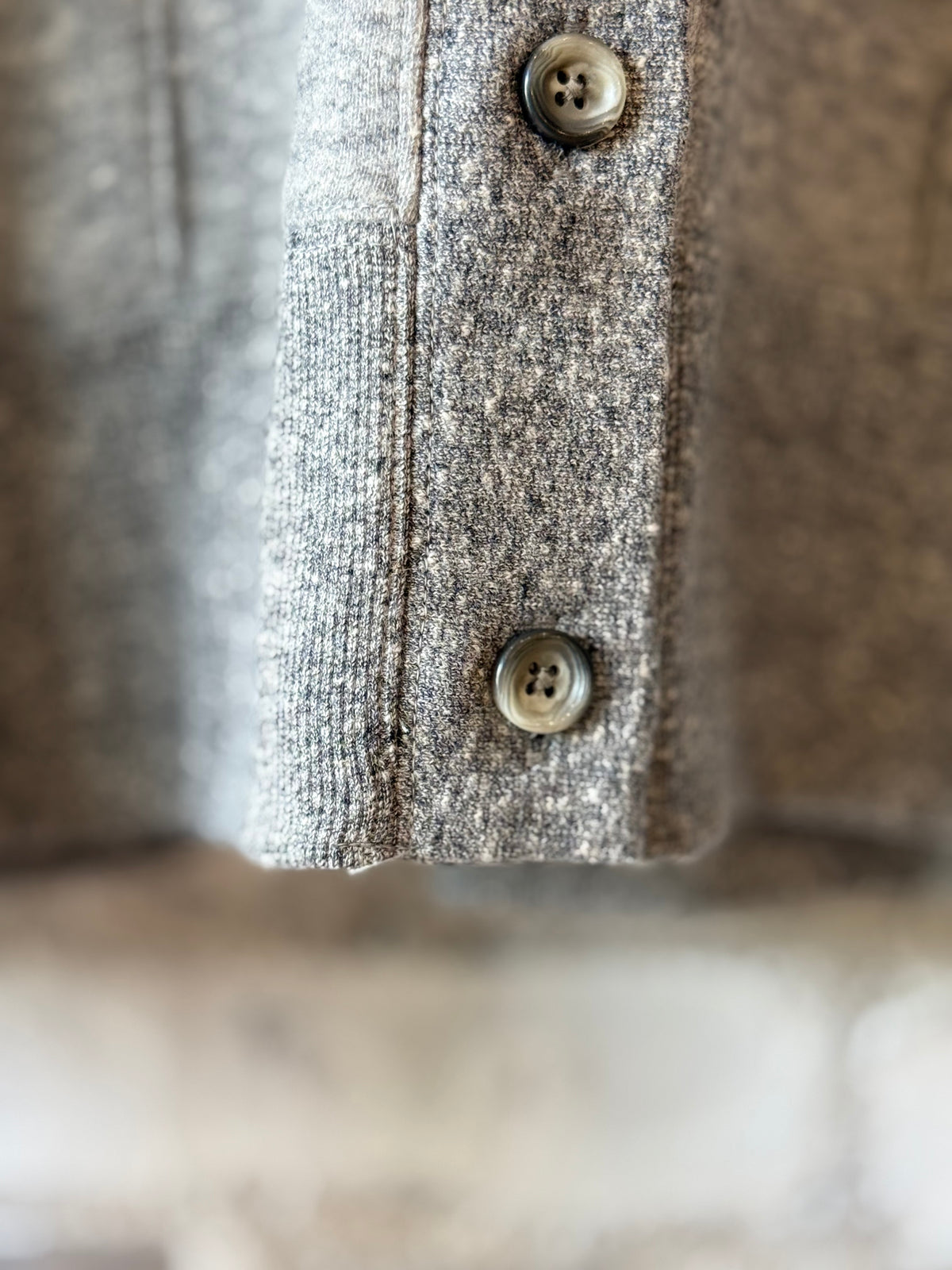 V::Room Cotton Tencel Brushed Fleece LS Cardigan - Heather Charcoal Dark Olive Green