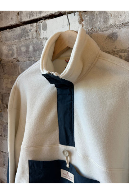 Men's V-Bond Waxed Fleece - Natural/Navy - DUNE + SALT