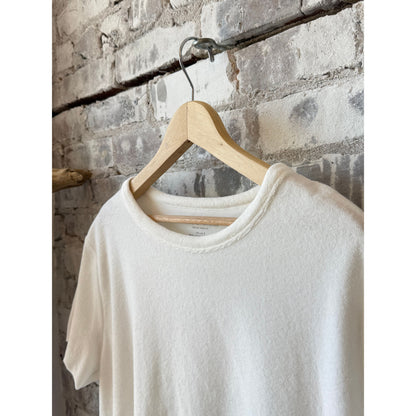Women's organic cotton Terry semi-relaxed crewneck top by Majestic Filatures in milk color, soft and breathable fabric.
