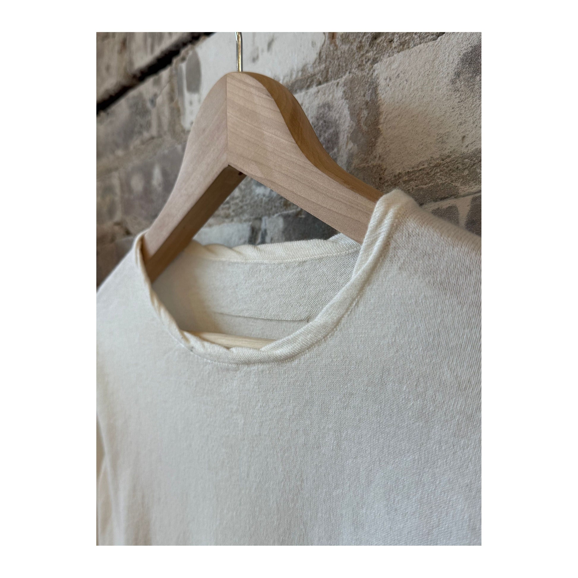 Cotton Cashmere Jersey LS Knit Crew - White - DUNE + SALT