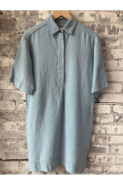 Rooster Cotton Gauze Dress - Indigo Light Bleach - DUNE + SALT