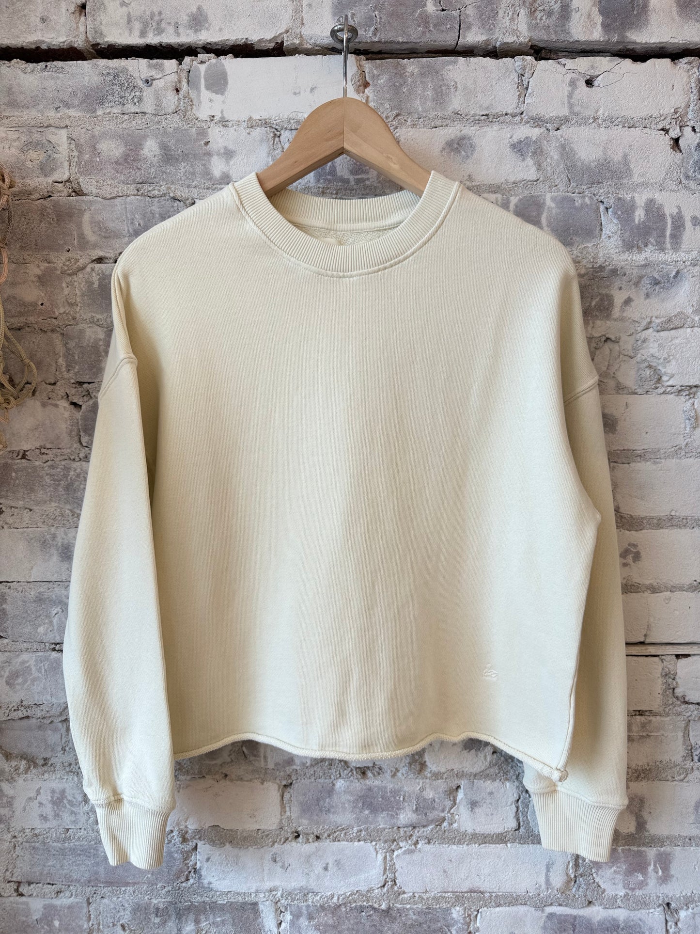 Retro Fleece Sweatshirt With Open Edge On Hem - Cashew - DUNE + SALT