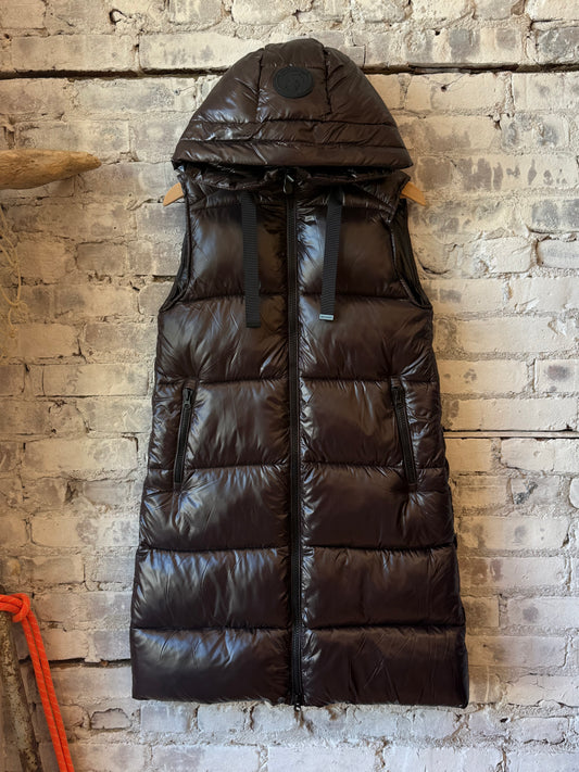 Save The Duck Iria Hooded Vest - Brown Black Black