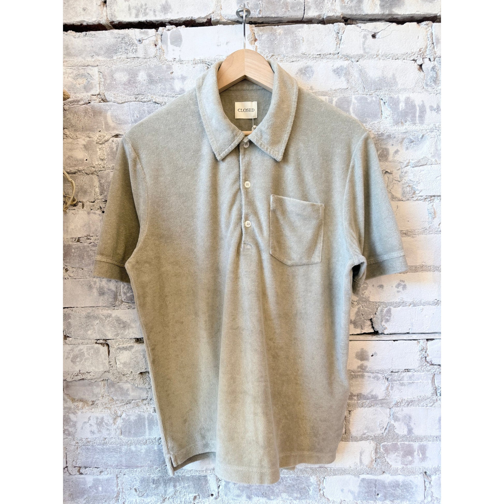 Closed Men's Short Sleeve Polo - Pebble Grey Light Gray