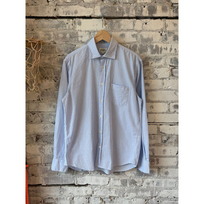 Men's Paul Woven Seersucker Shirt by Hartford in sky blue and white, featuring a woven seersucker fabric and classic collar.