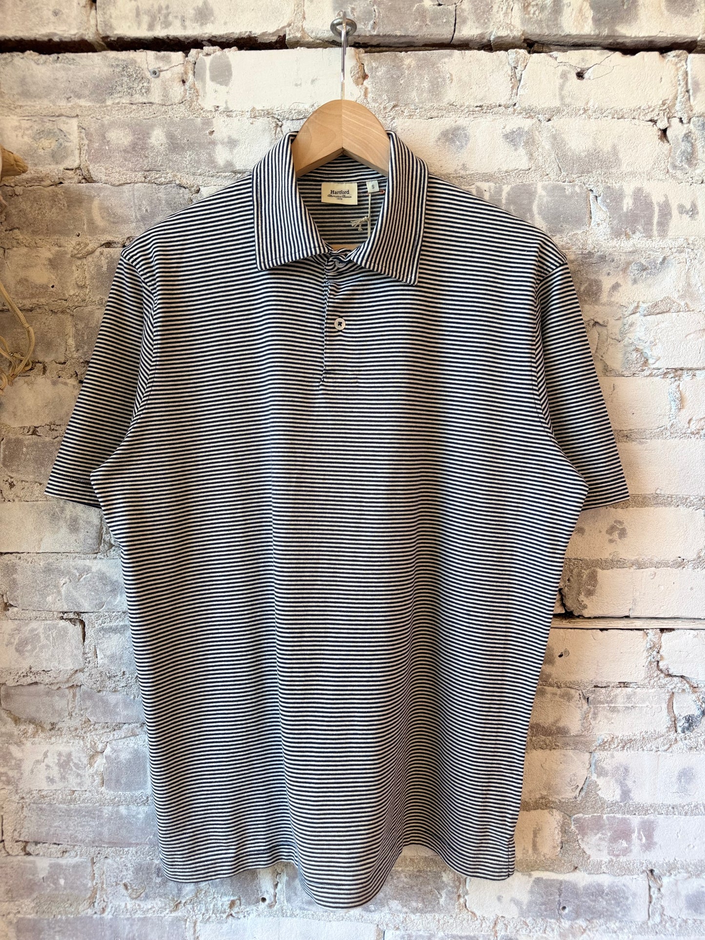 Polo Stripe SS Knitted Polo - Navy & White
